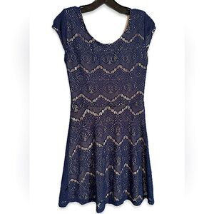 Xhilaration Navy Lace open back Mini Dress Sz Large
